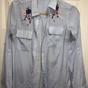 Express Blue and White Button Down